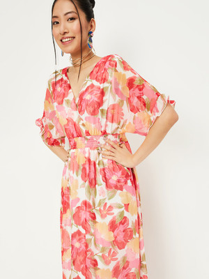 MAX Women A-line Multicolor Below Knee Dress