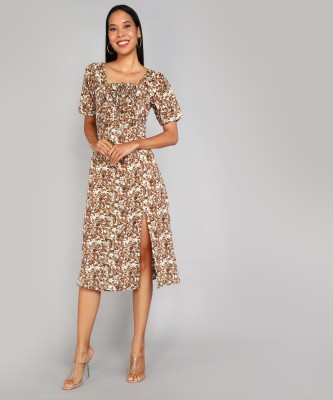 IQRA ENTERPRISE Women A-line Brown Dress