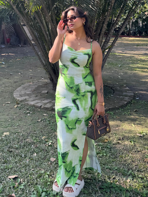 TANDUL Women Bodycon Light Green Maxi/Full Length Dress