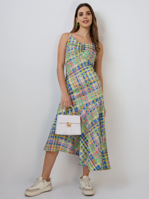 AmarAsha Women Fit and Flare Green Maxi/Full Length Dress