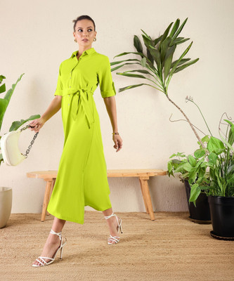 Uptownie Lite Women Maxi Light Green Full Length Dress