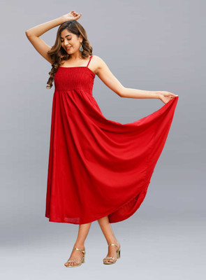 METRONAUT Women Gown Maroon Midi/Calf Length Dress