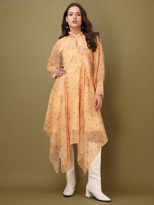 PURVAJA Women Asymmetric Gold Maxi/Full Length Dress