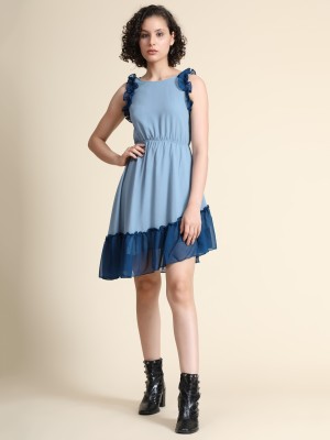 Toochki Women High Low Light Blue Dress