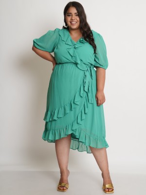 9 impression Women A-line Green Dress