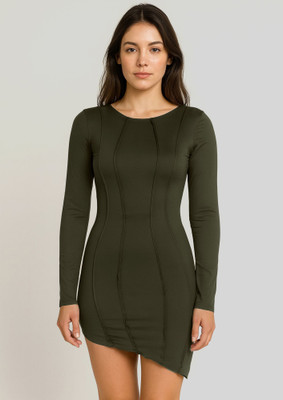 LULU & SKY Women Bodycon Green Mini/Short Dress