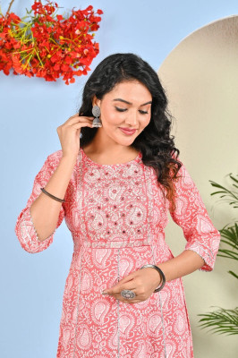 Abhi Creation Women Ethnic Dress Pink Midi/Calf Length Dress