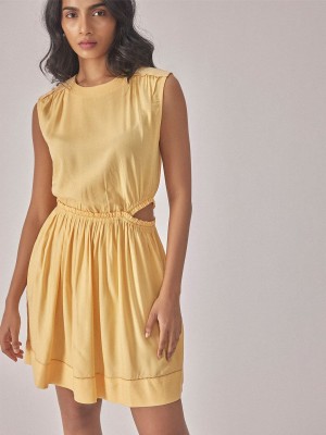 The Label Life Women Fit and Flare Yellow Dress