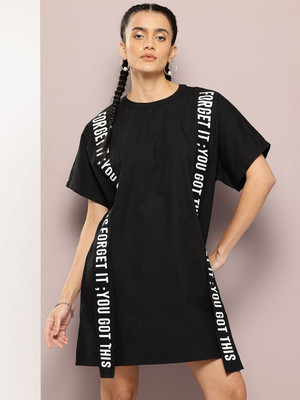 Kook N Keech Women T Shirt Black Mini/Short Dress