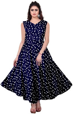 Hans Craft And Fashion Women Fit and Flare Blue Dress