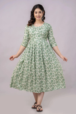 aashub Women Gown Light Green Ankle Length Dress