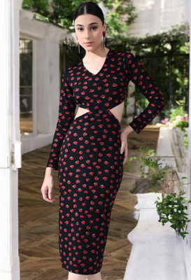 IUGA Women Bodycon Multicolor Midi/Calf Length Dress