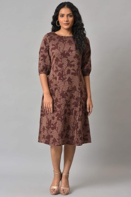 W Women A-line Brown Dress