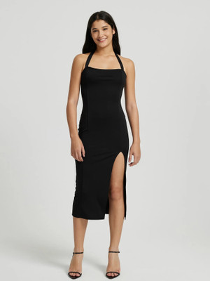 Road Rider Women Bodycon Black Midi/Calf Length Dress