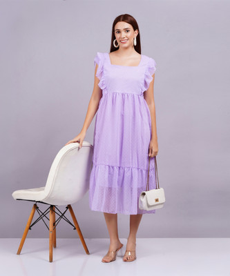 Oh Mi Dios Women Fit and Flare Purple Midi/Calf Length Dress