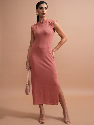 Tokyo Talkies Women Bodycon Red Midi/Calf Length Dress