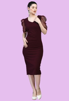 Arbiter Collection Women Bodycon Purple Midi/Calf Length Dress
