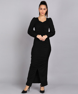 SHASHVI Women Bodycon Black Maxi/Full Length Dress