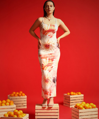 TANDUL Women Bodycon Pink Maxi/Full Length Dress