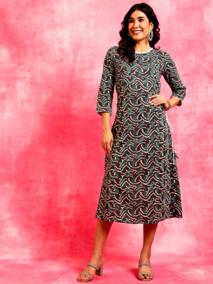 ANOUK Women A-line Blue Below Knee Dress