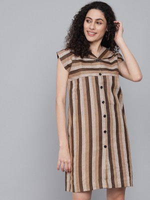 Rudraaksha Women A-line Brown Dress