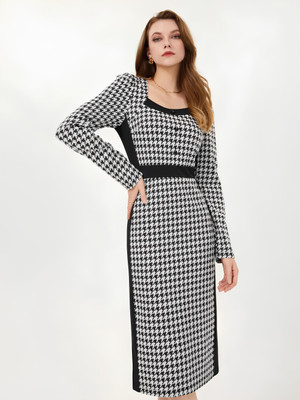 HouseOfCommon Women Bodycon Black Midi/Calf Length Dress