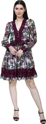 TSM Women Fit and Flare Multicolor Above Knee/Mid Thigh Length Dress