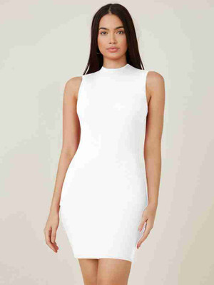 SWEVENFASHION Women Bodycon White Above Knee/Mid Thigh Length Dress