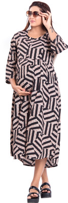 KAITEI Women Fit and Flare Black Below Knee Dress