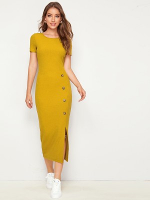 Nalax Designs Women Bodycon Yellow Dress