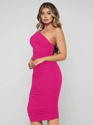 Trendz Creation Women Bodycon Pink Knee Length Dress