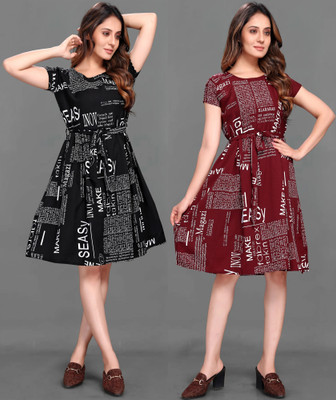 Rinra Women A-line Multicolor Knee Length Dress