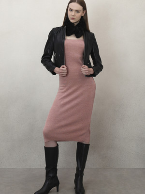 VERO MODA Women Bodycon Pink Below Knee Dress