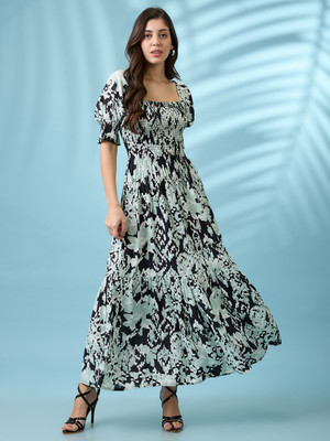 Globus Women Fit and Flare Black Maxi/Full Length Dress