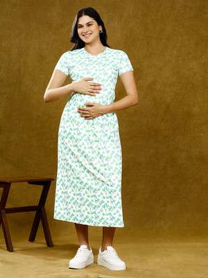 True Shape Women A-line Green Midi/Calf Length Dress