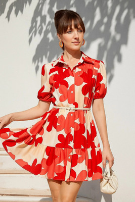 Sheetal Accociates Women A-line Red Above Knee/Mid Thigh Length Dress