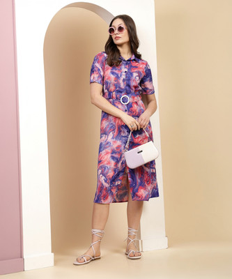 The Indian Garage Co. -Freehand Women Shirt Multicolor Midi/Calf Length Dress