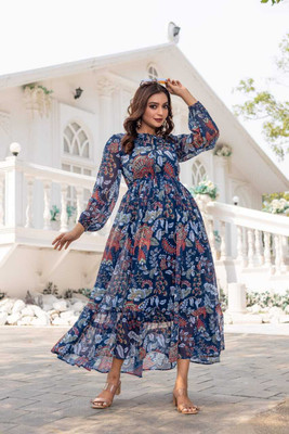 WOLFLIFESTYLE Women Maxi Multicolor Full Length Dress