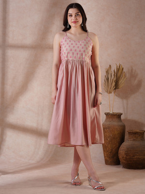 Globus Women A-line Pink Midi/Calf Length Dress