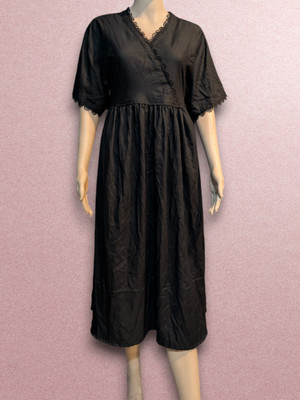 RAAM TEXTILE Women Gown Black Knee Length Dress
