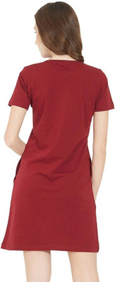 HouseOfCommon Women T Shirt Red Above Knee/Mid Thigh Length Dress