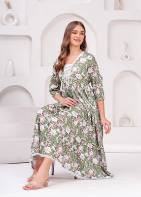 Oh Mi Dios Women Fit and Flare Green Midi/Calf Length Dress