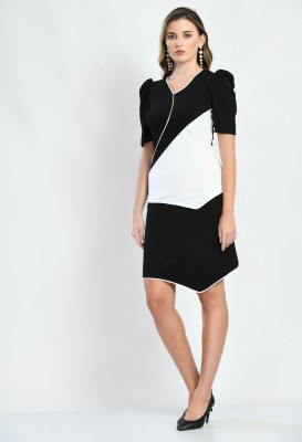 IUGA Women Bodycon Black, White Dress