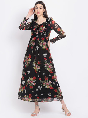 La Zoire Women Maxi Black Midi/Calf Length Dress