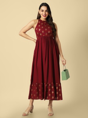 Daevish Women A-line Maroon Dress