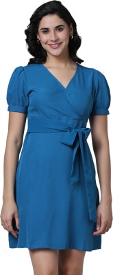 Pantaloons Women A-line Blue Dress