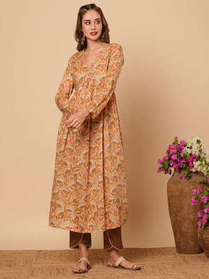 Fashor Women A-line Brown Maxi/Full Length Dress
