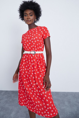 I Saw It First Women Fit and Flare Red Midi/Calf Length Dress