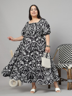 CURVE BY KASSUALLY Women Fit and Flare Black Maxi/Full Length Dress