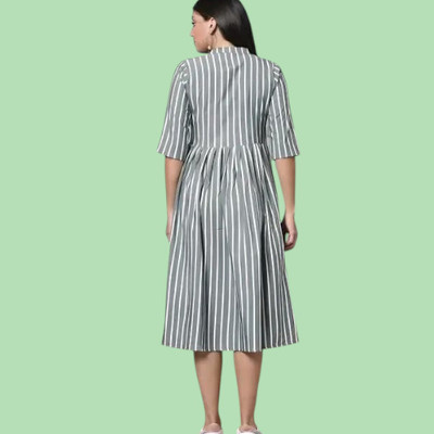 Suhani Creationnm Women Striped A-line Kurta(Blue, Grey)